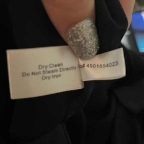 Boston Proper Black Dress Cold Shoulder Sheer Ruffle Front Gathered Waist Sz. 8 - Picture 11 of 12